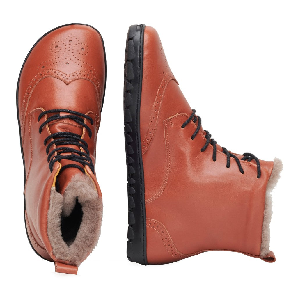 QUINTIC Winter Brogue Cognac - ZAQQ Barfußschuhe