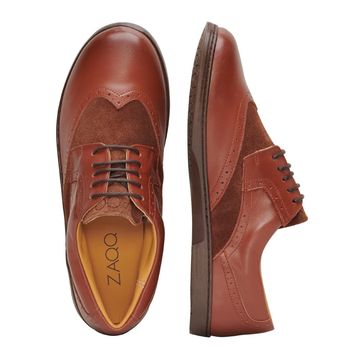 BRIQ Brogue Antique Cognac - ZAQQ Barfußschuhe